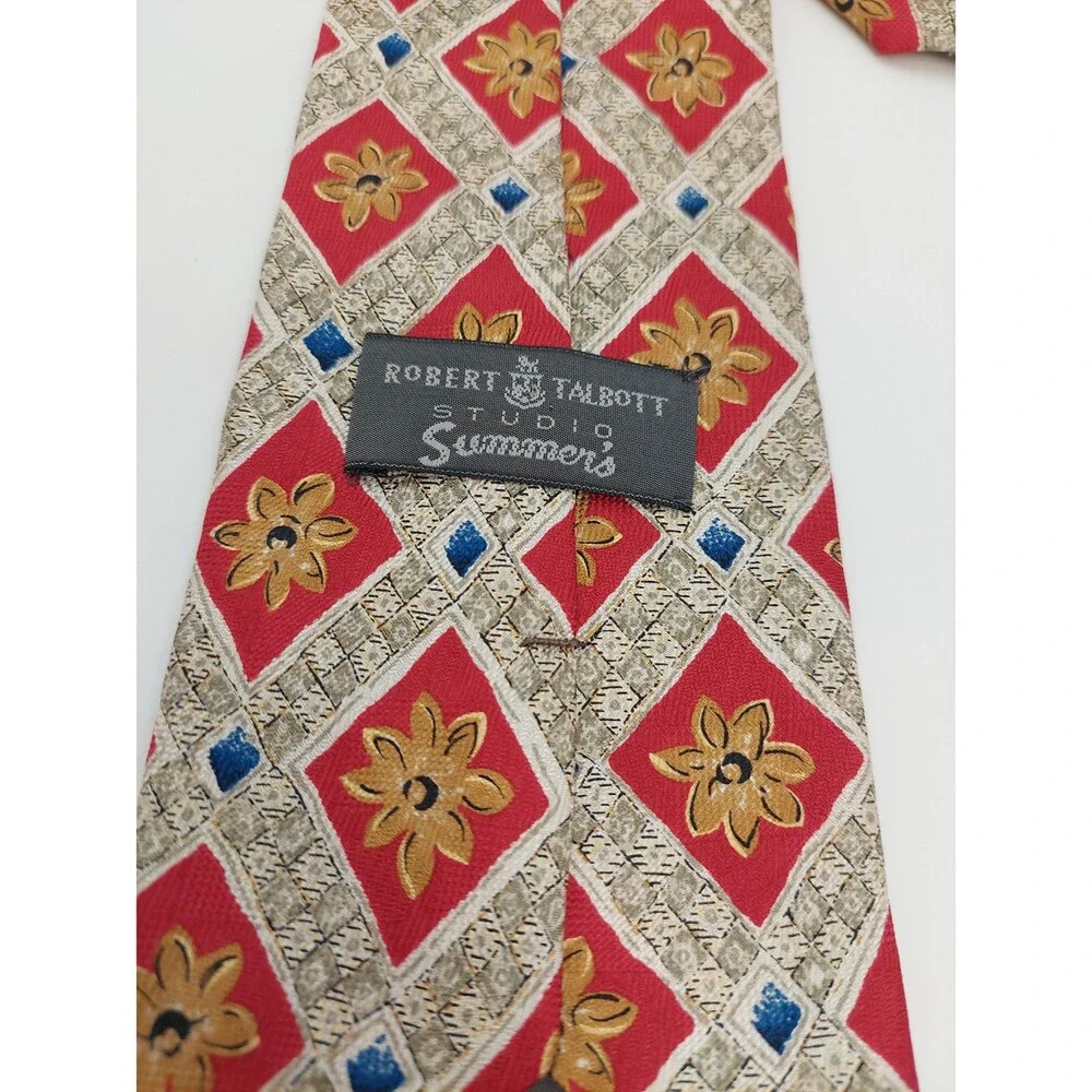 Robert Talbott Studio Summer's Men's Tie Artwork Floral Gold Flower Framed